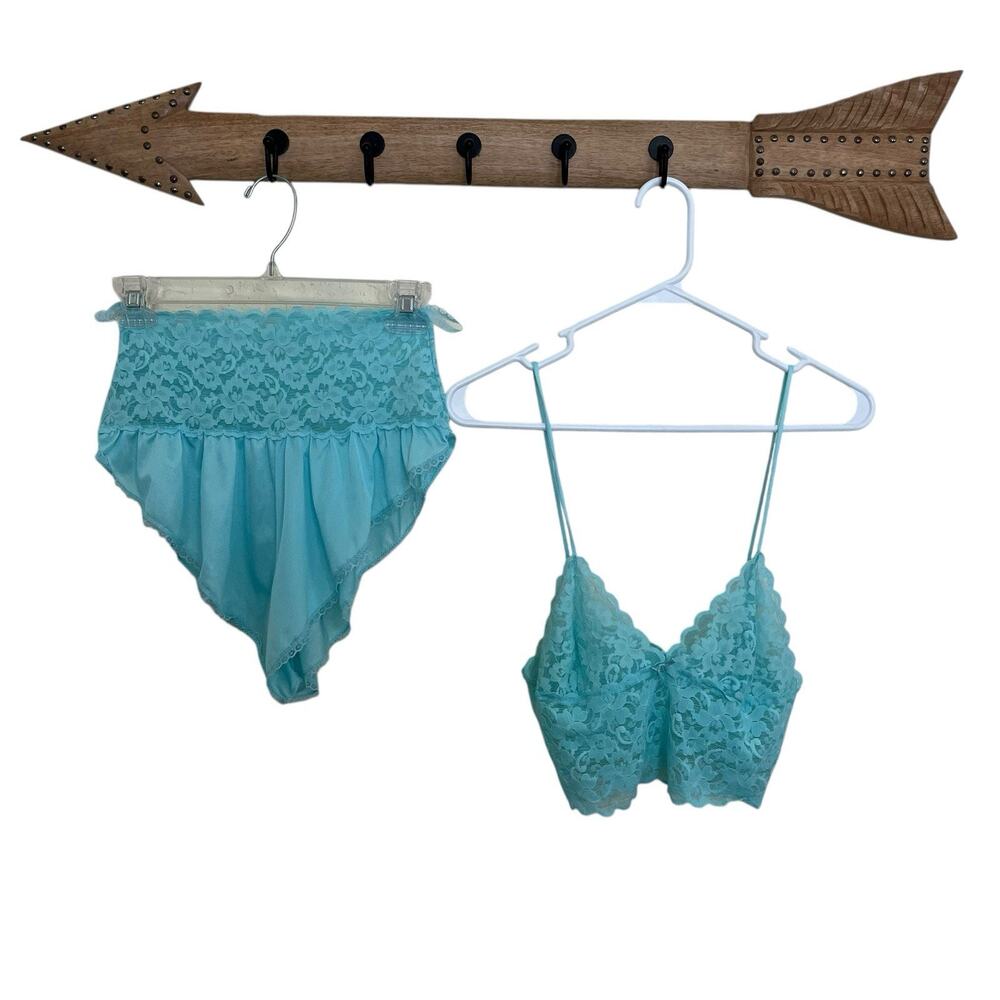 Alana Gale | Vintage Aqua Blue French Cut Panties & Bralette Lingerie Small